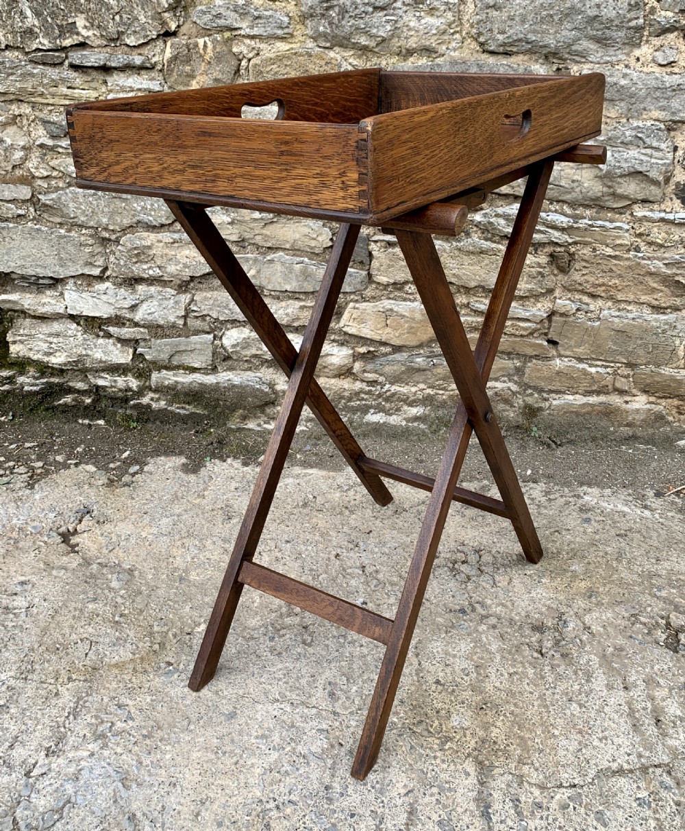 Antique Oak Butlers Tray View X