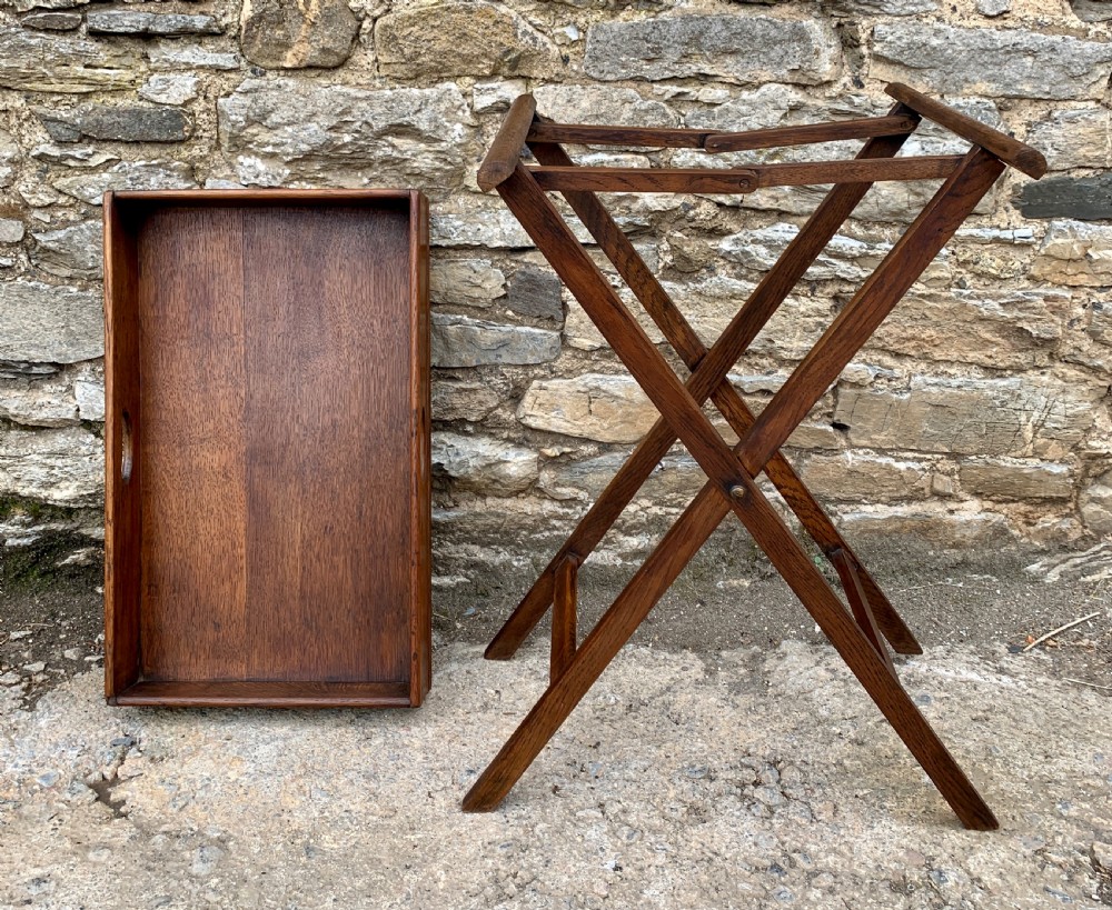 Antique Oak Butlers Tray View XIII
