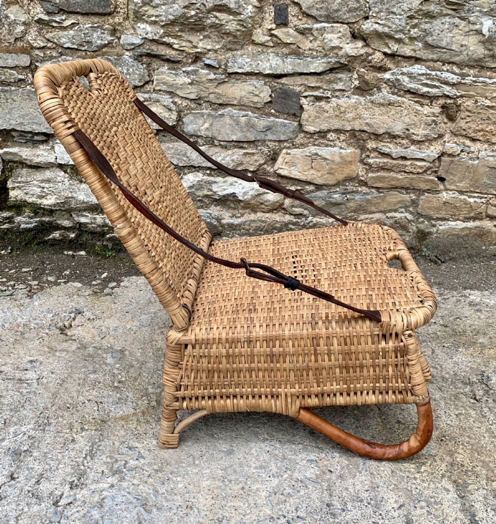 Vintage Wicker Folding Canoe Picnic Chair View VII