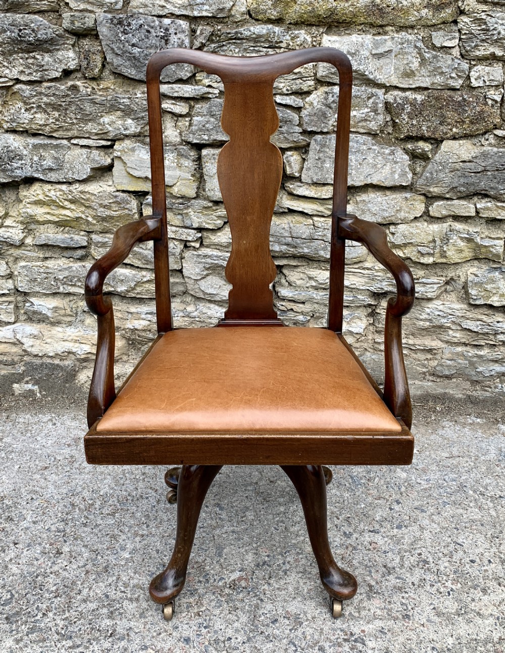 Antique Mahogany Swivel Office Desk Chair