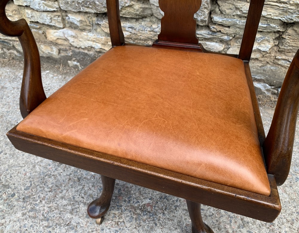 Antique Mahogany Swivel Office Desk Chair View X