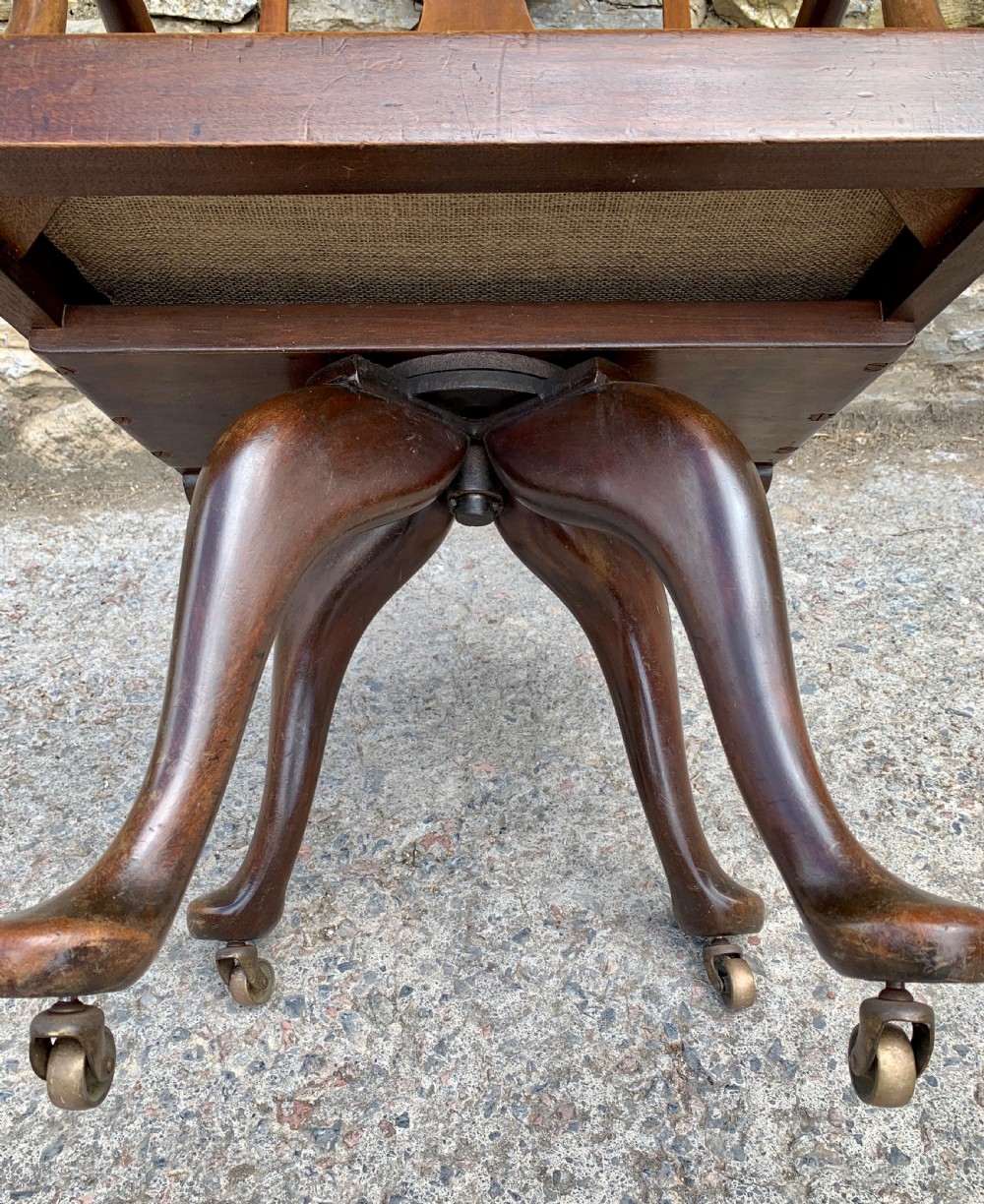 Antique Mahogany Swivel Office Desk Chair View XI