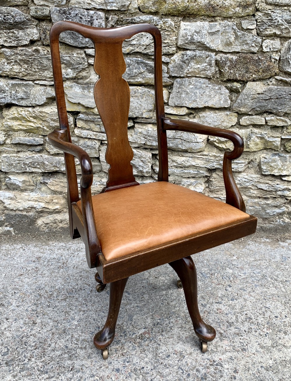 Antique Mahogany Swivel Office Desk Chair View XII