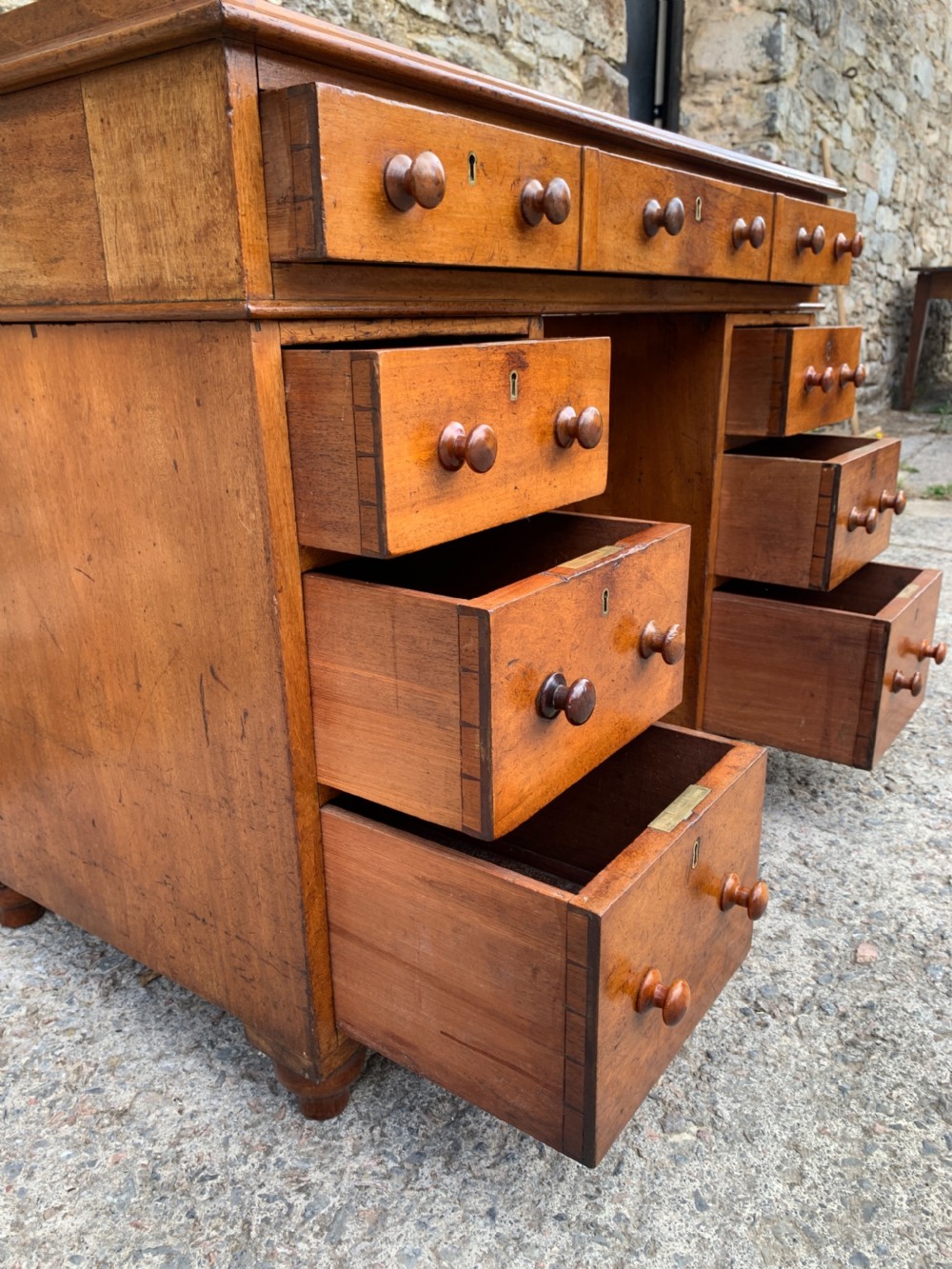 Antique Mahogany Campaign Writing Desk View XIII