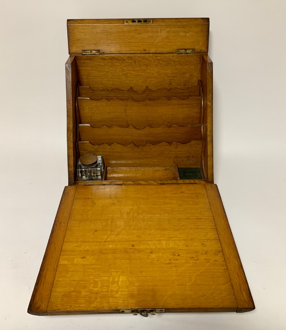 Antique Edwardian Oak Stationery Cabinet View X