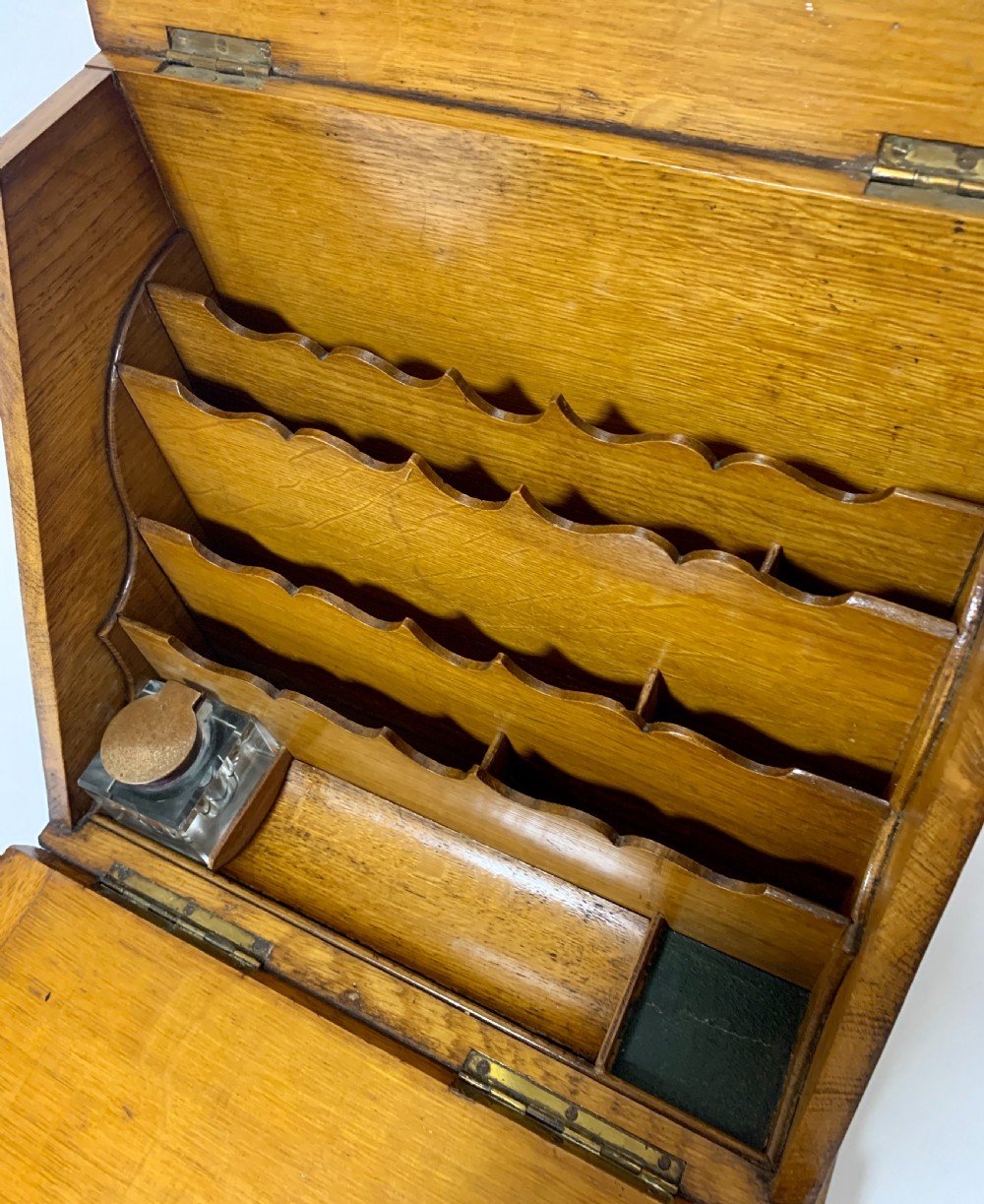 Antique Edwardian Oak Stationery Cabinet View XII