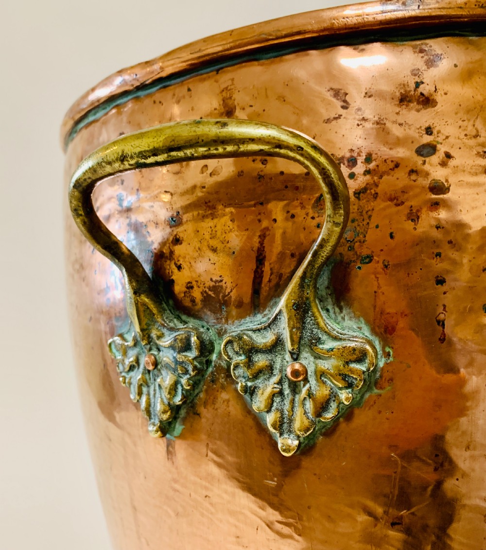 Antique Riveted Copper Coal or Log Bucket View IV