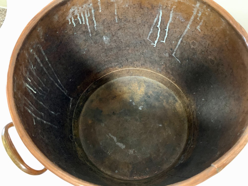 Antique Riveted Copper Coal or Log Bucket View V