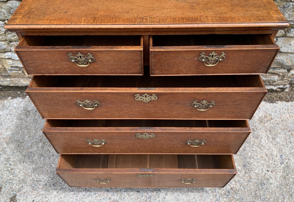 Georgian Oak Crossbanded Chest of Drawers View IX