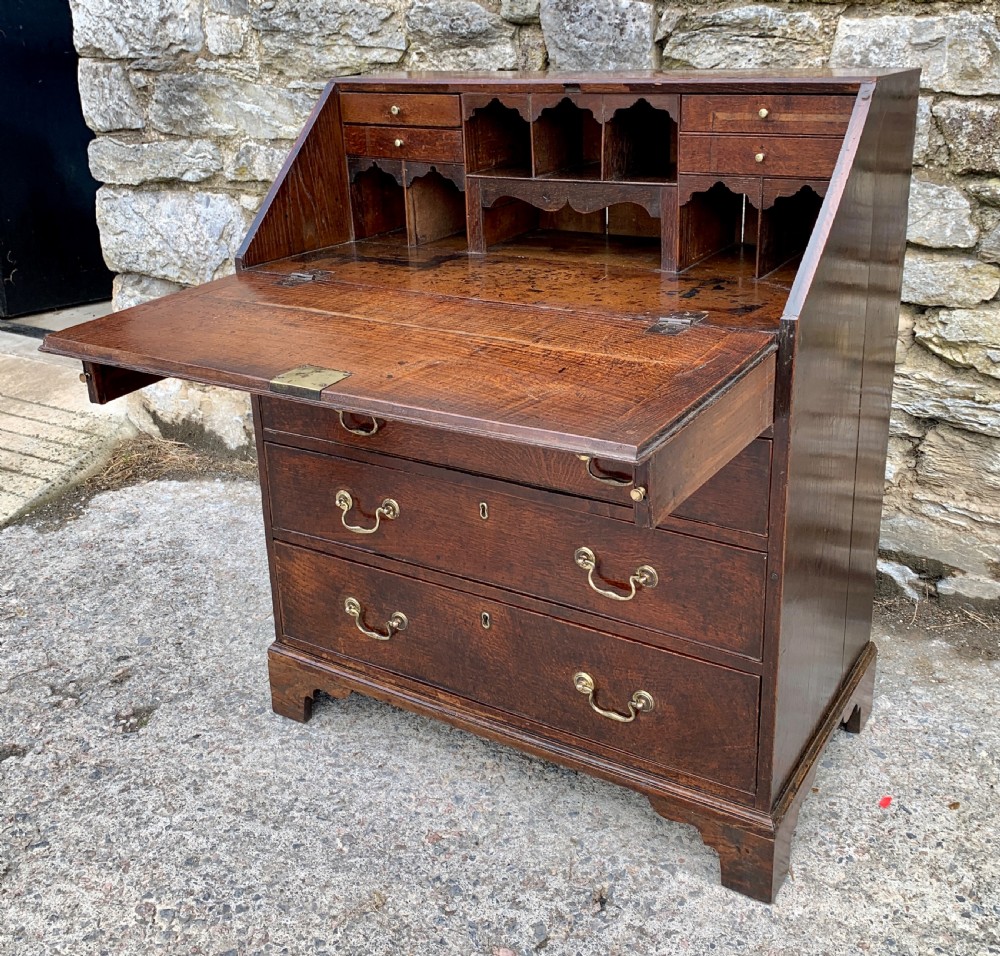 Small Georgian Country Oak Bureau View IX