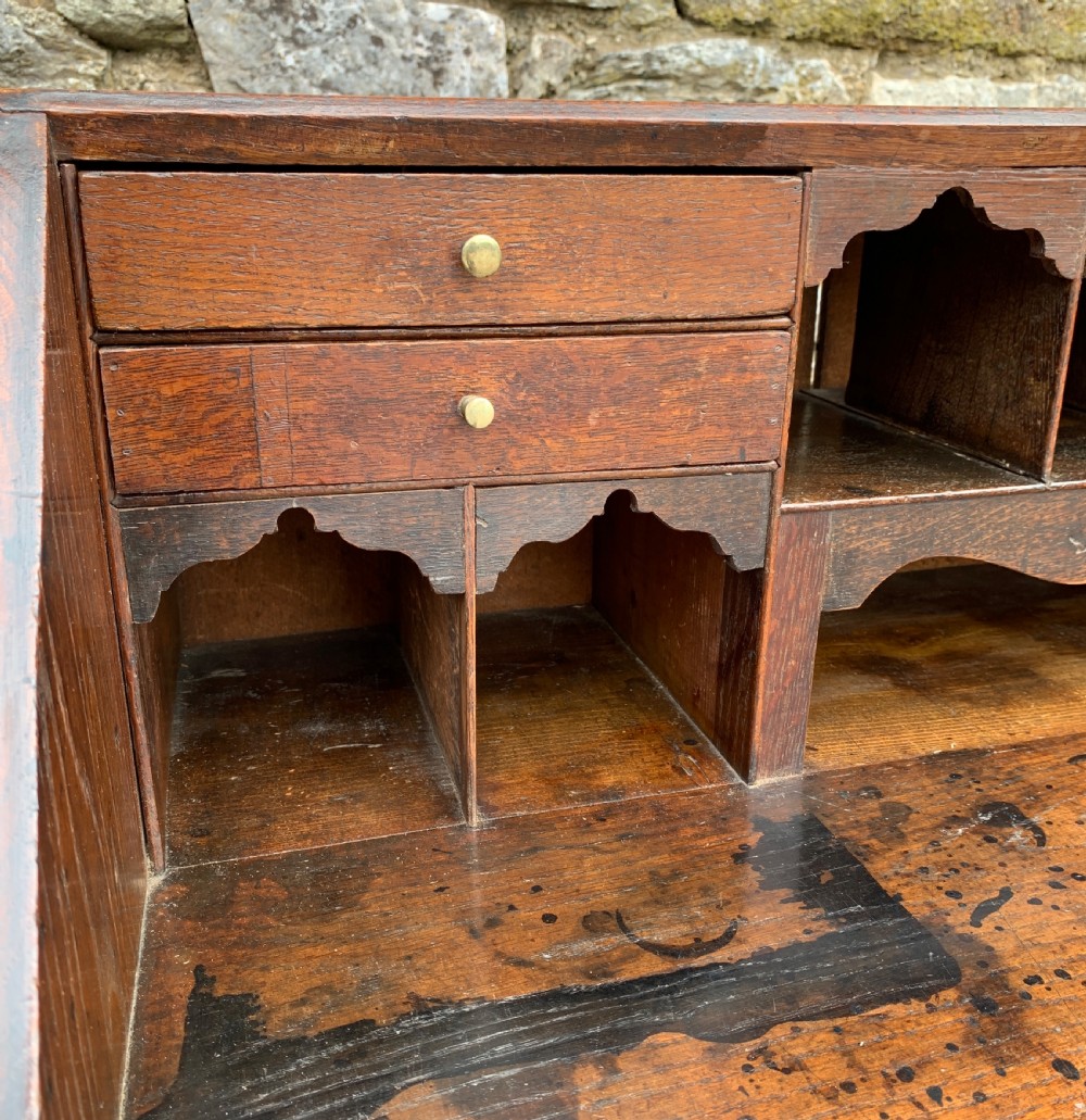 Small Georgian Country Oak Bureau View XIV