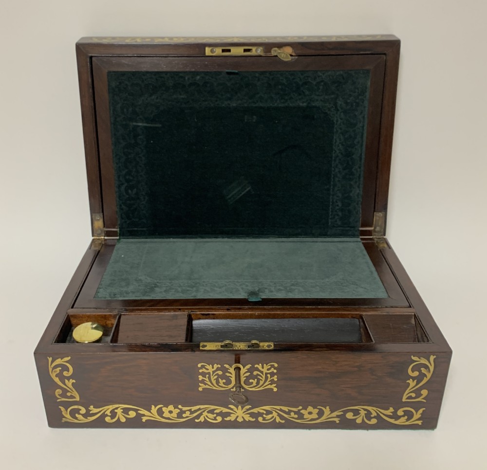 William IV Rosewood Brass Inlaid Writing Slope Box