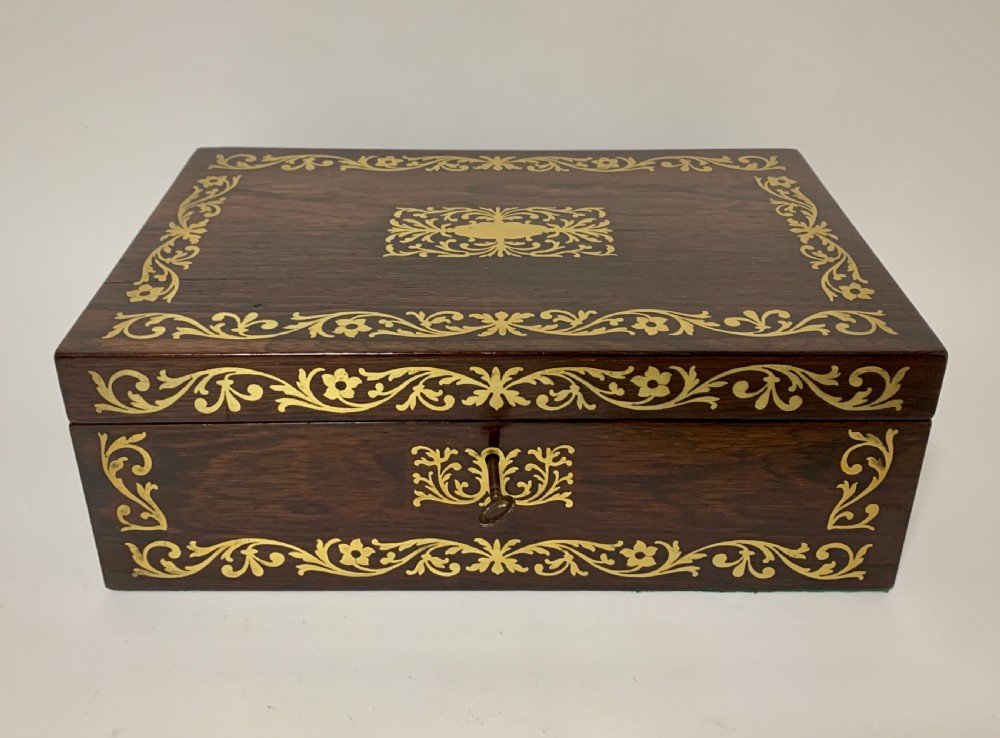 William IV Rosewood Brass Inlaid Writing Slope Box View II