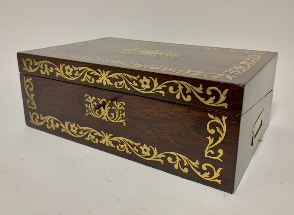 William IV Rosewood Brass Inlaid Writing Slope Box View III