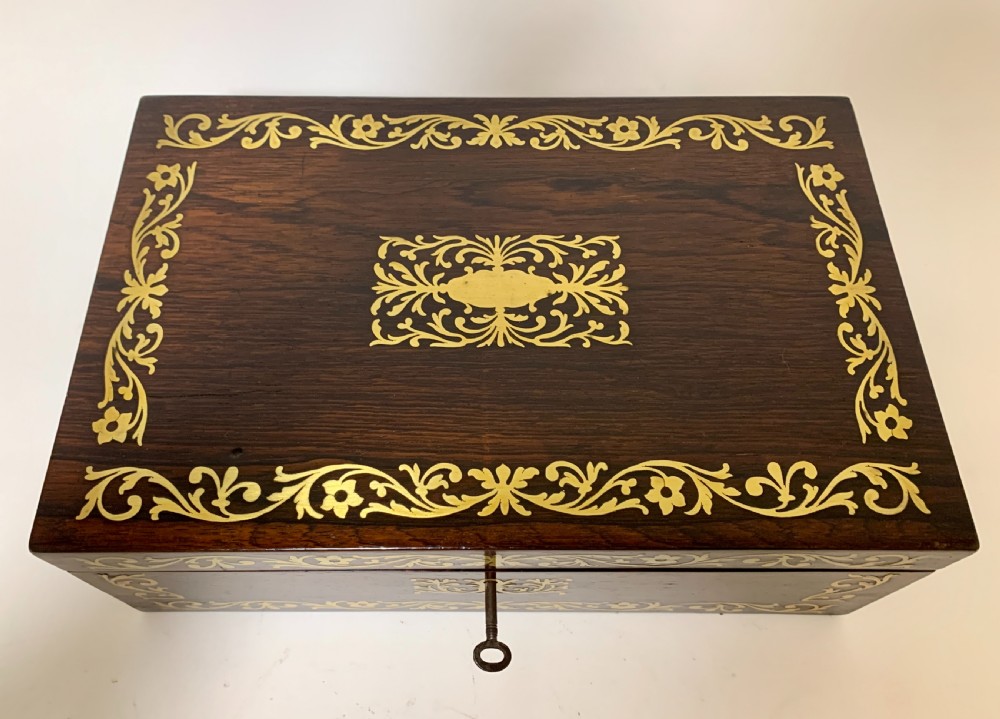 William IV Rosewood Brass Inlaid Writing Slope Box View IV