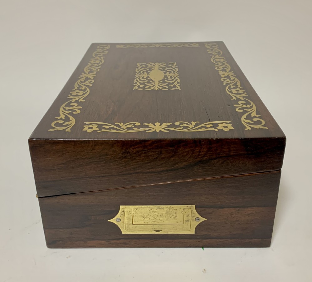 William IV Rosewood Brass Inlaid Writing Slope Box View XI