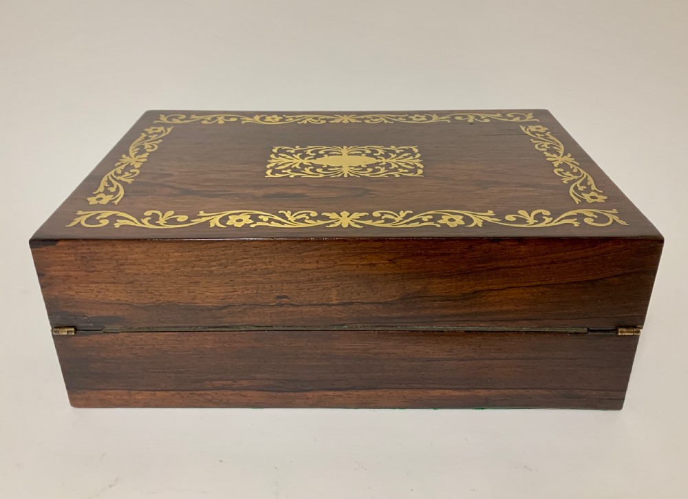 William IV Rosewood Brass Inlaid Writing Slope Box View XII
