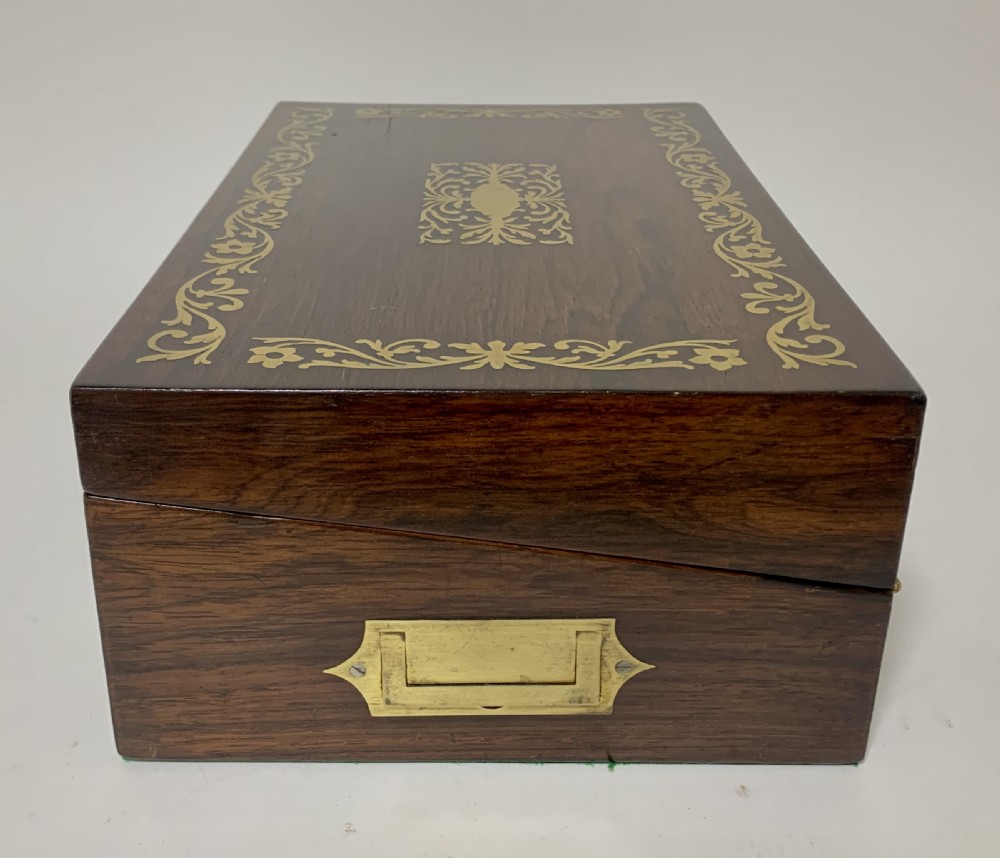 William IV Rosewood Brass Inlaid Writing Slope Box View XIII