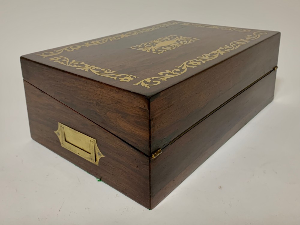 William IV Rosewood Brass Inlaid Writing Slope Box View XIV