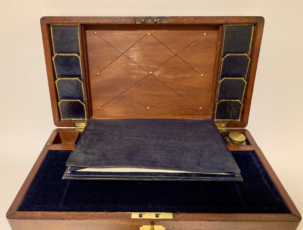 Antique Mahogany Brass Bound Campaign Writing Slope View VII