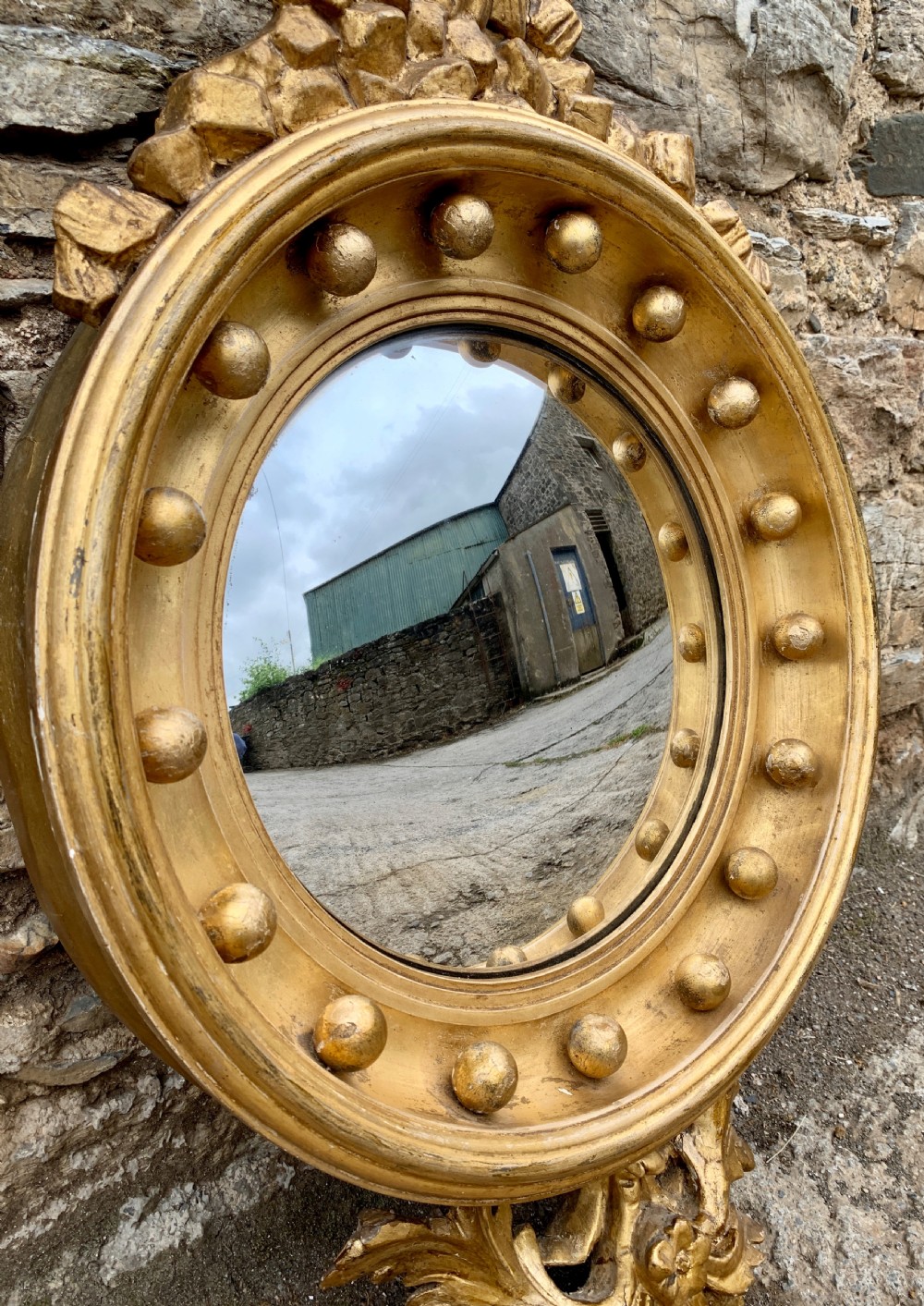 Regency Gilt Convex Mirror with Eagle View V