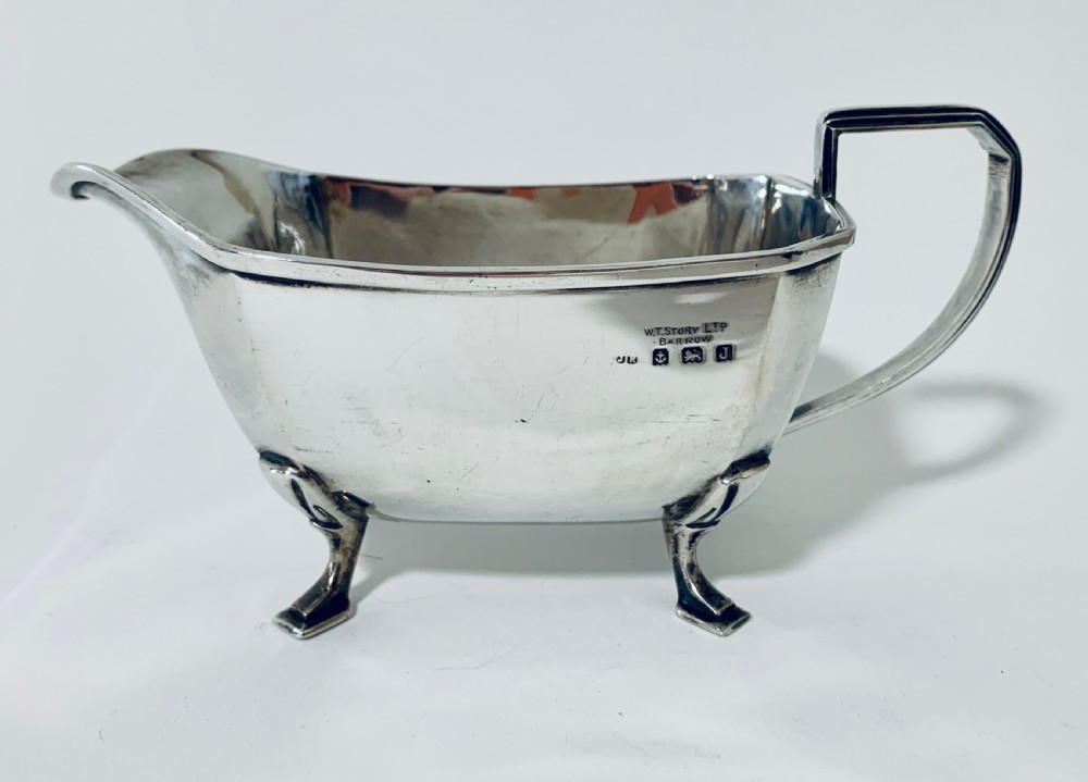 Antique Solid Sterling Silver Gravy Boat Jug View V