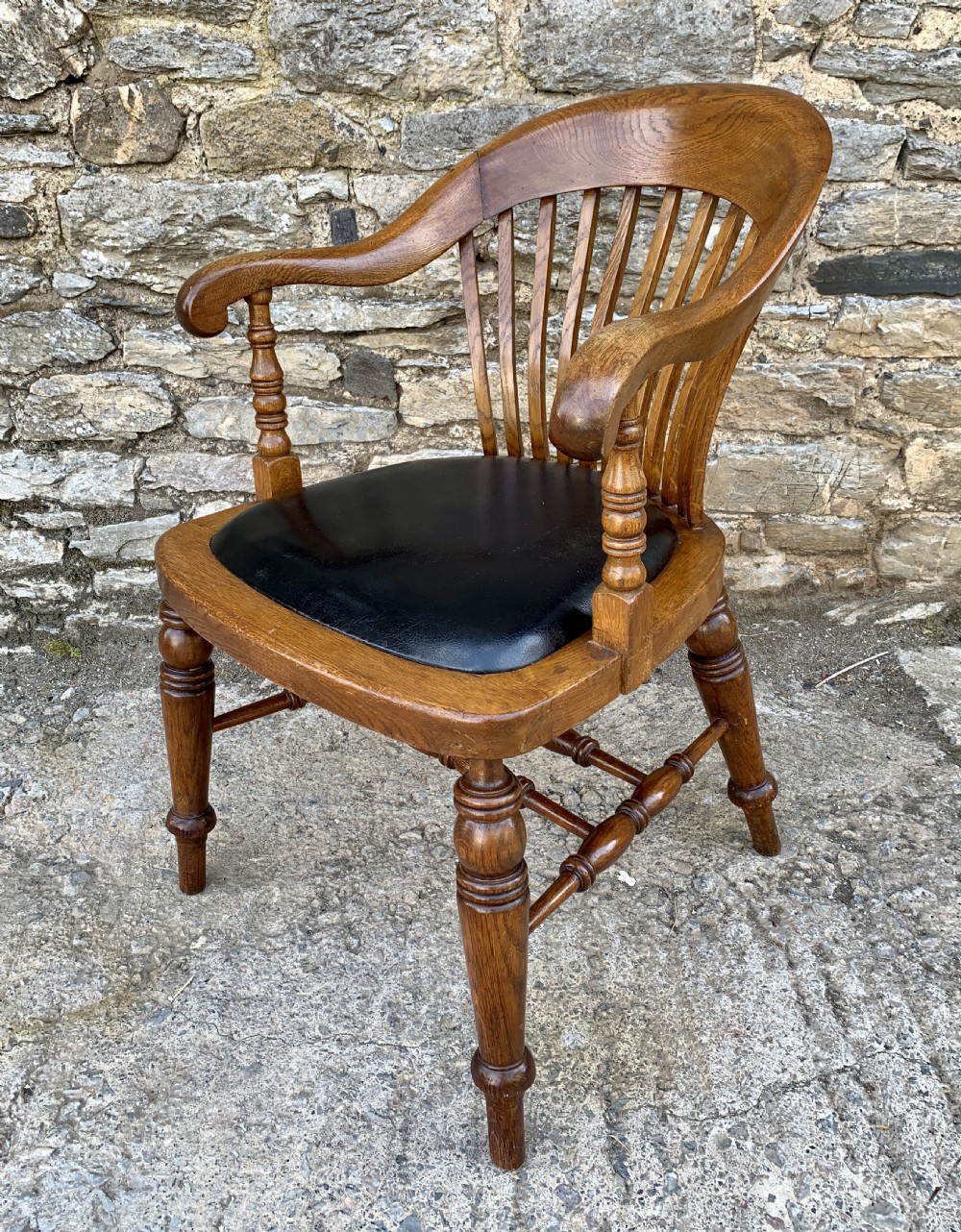 Antique Oak Captains Desk Chair View III