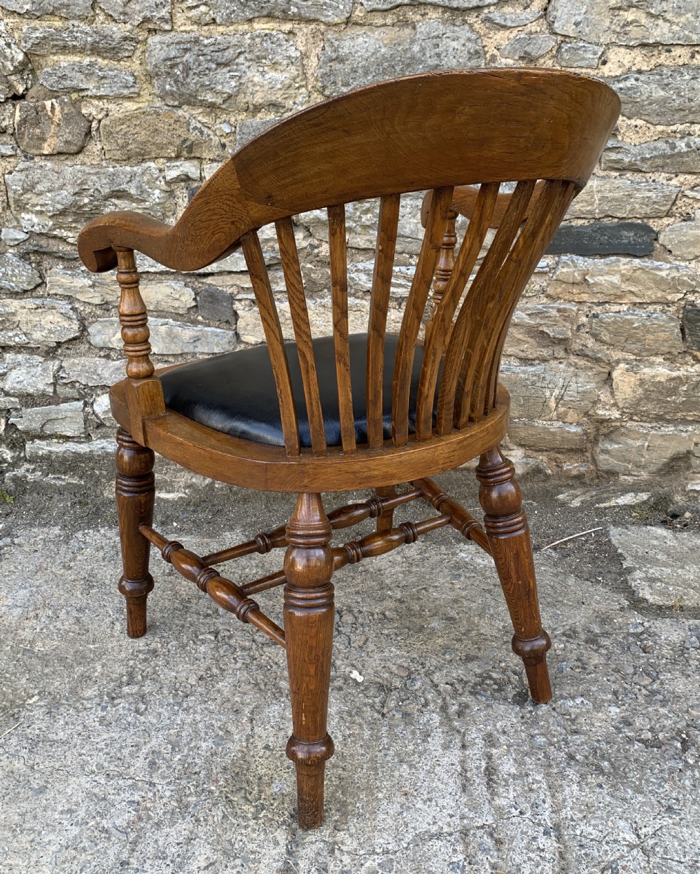 Antique Oak Captains Desk Chair View VI