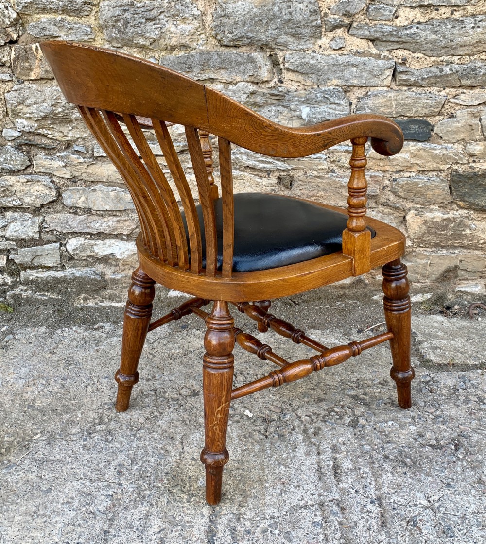 Antique Oak Captains Desk Chair View VII