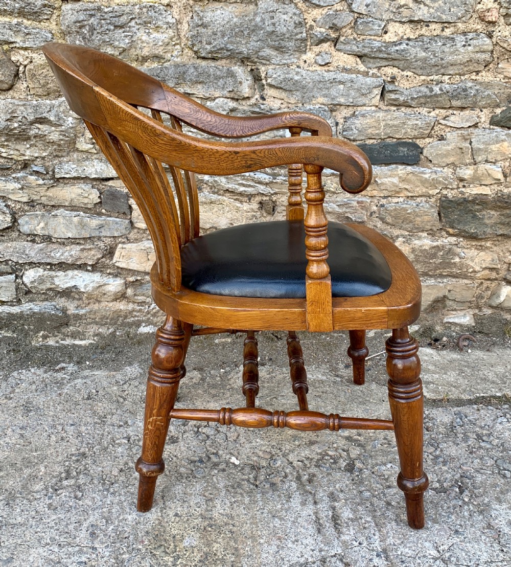 Antique Oak Captains Desk Chair View VIII