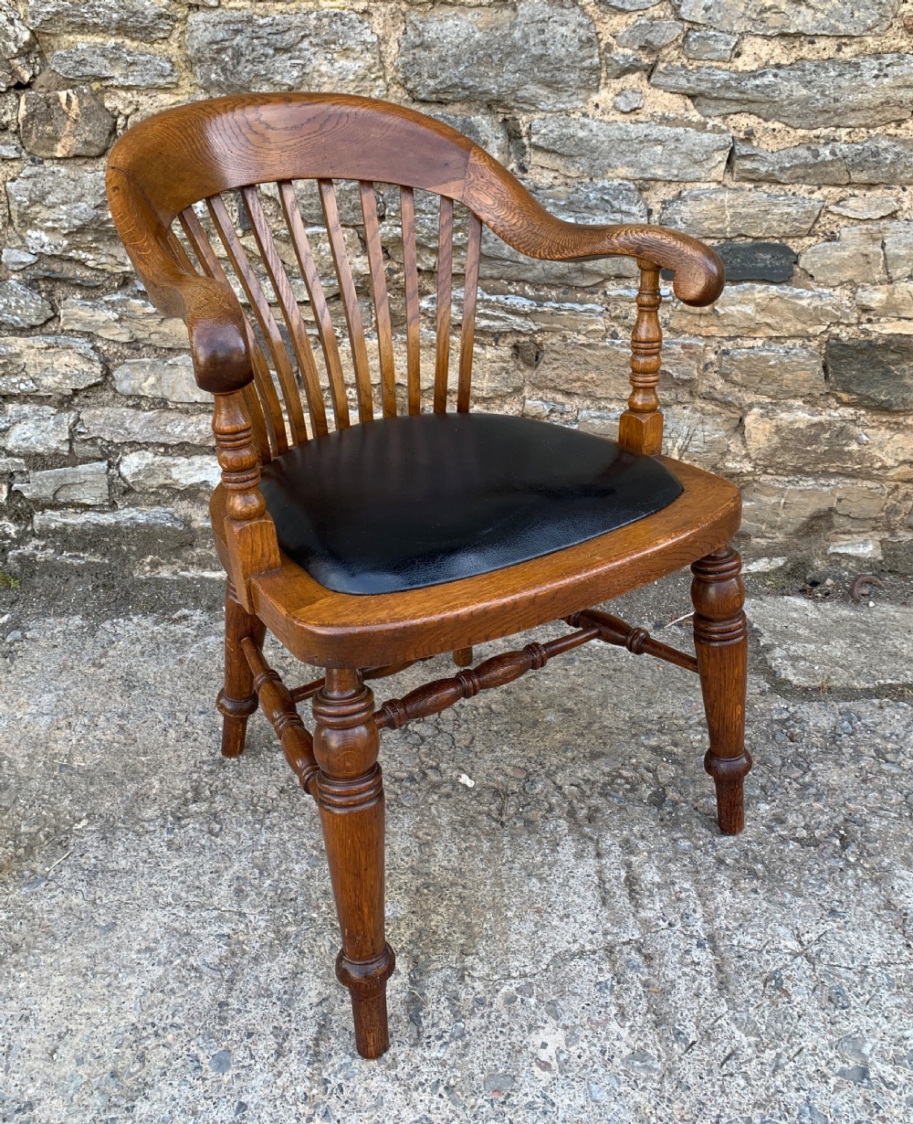 Antique Oak Captains Desk Chair View IX