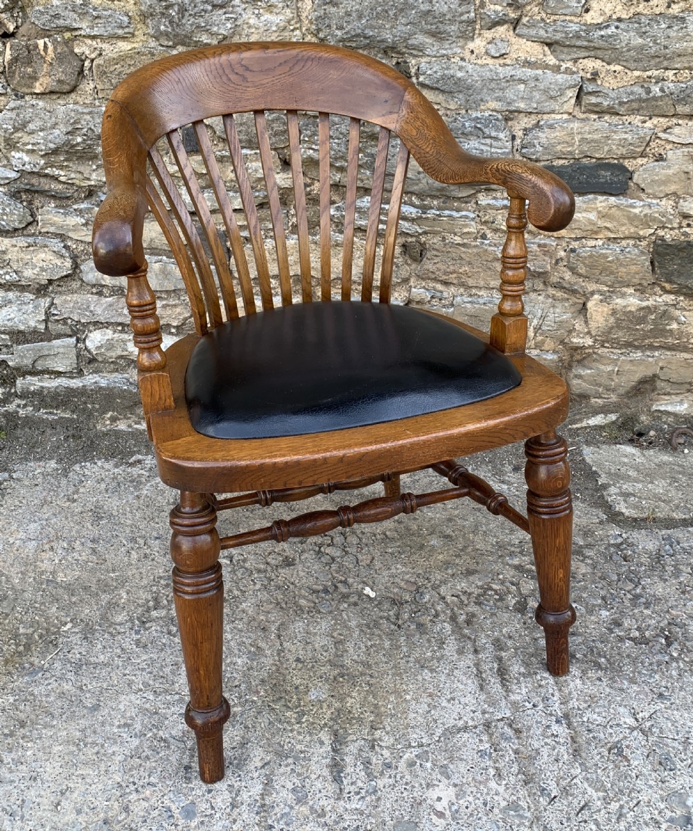 Antique Oak Captains Desk Chair View X