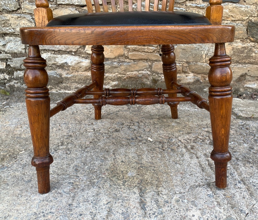 Antique Oak Captains Desk Chair View XII