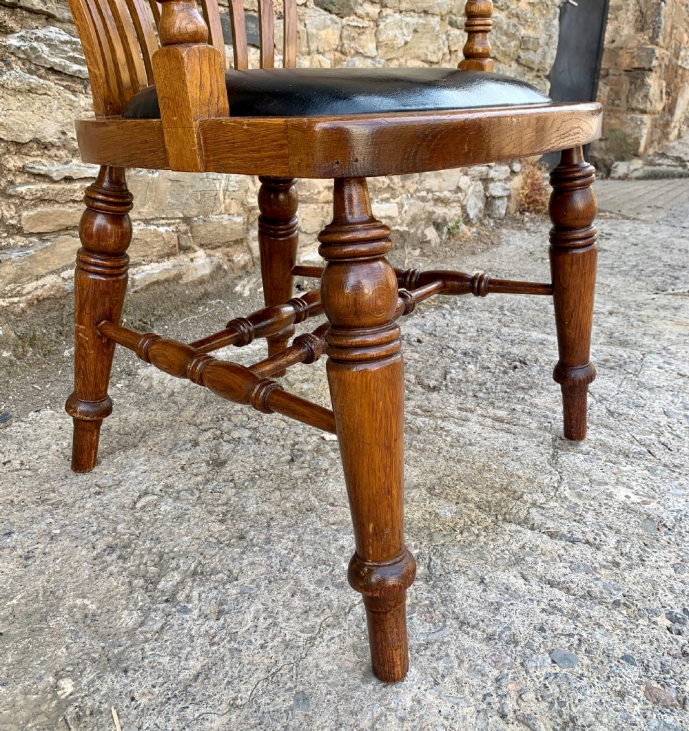 Antique Oak Captains Desk Chair View XIV