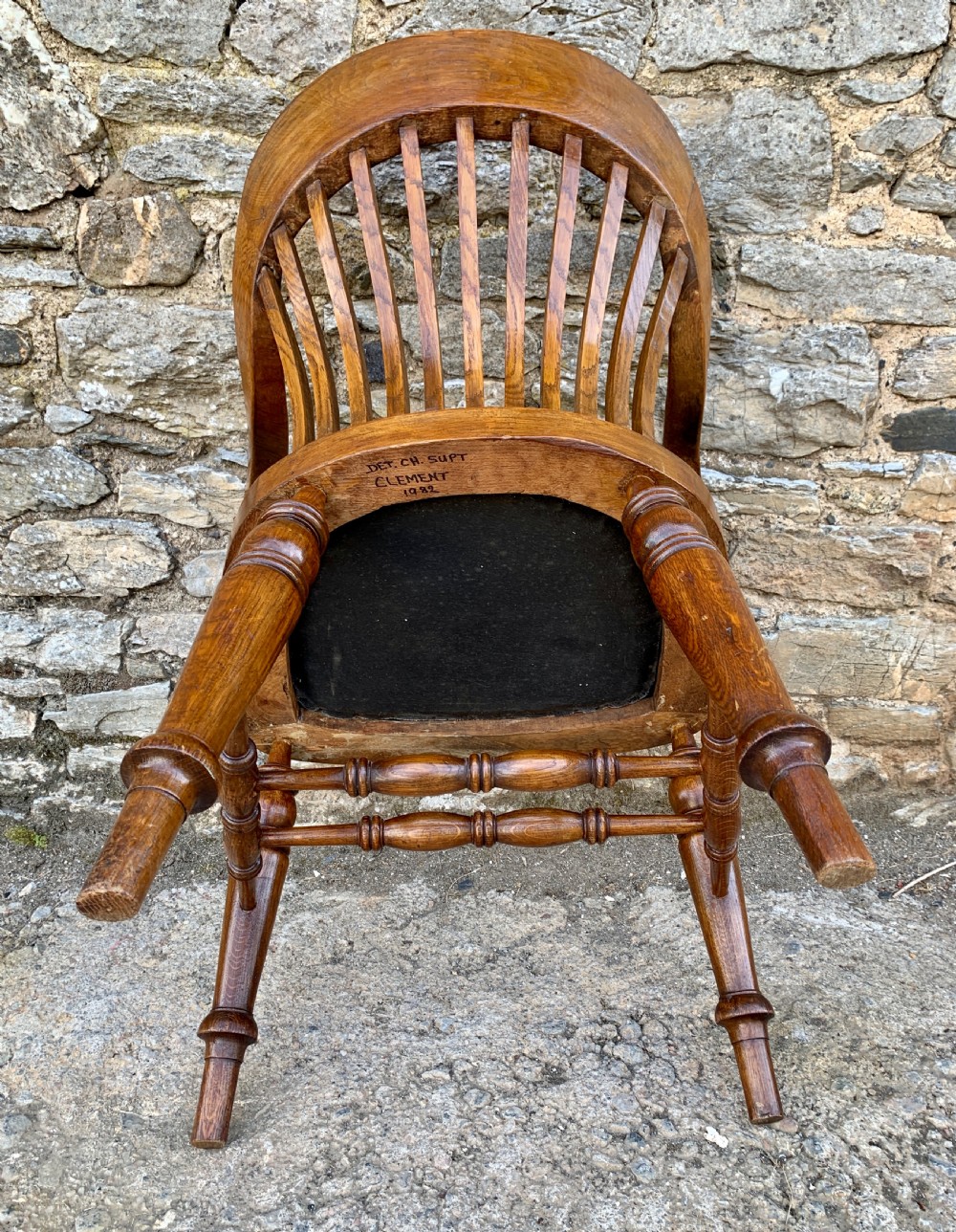 Antique Oak Captains Desk Chair View XV