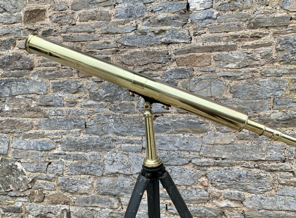 Antique Broadhurst Clarkson & Co Brass Telescope on Tripod View VIII