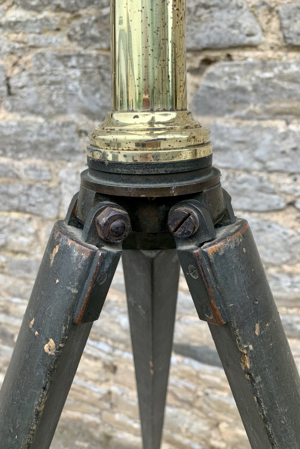 Antique Broadhurst Clarkson & Co Brass Telescope on Tripod View XI