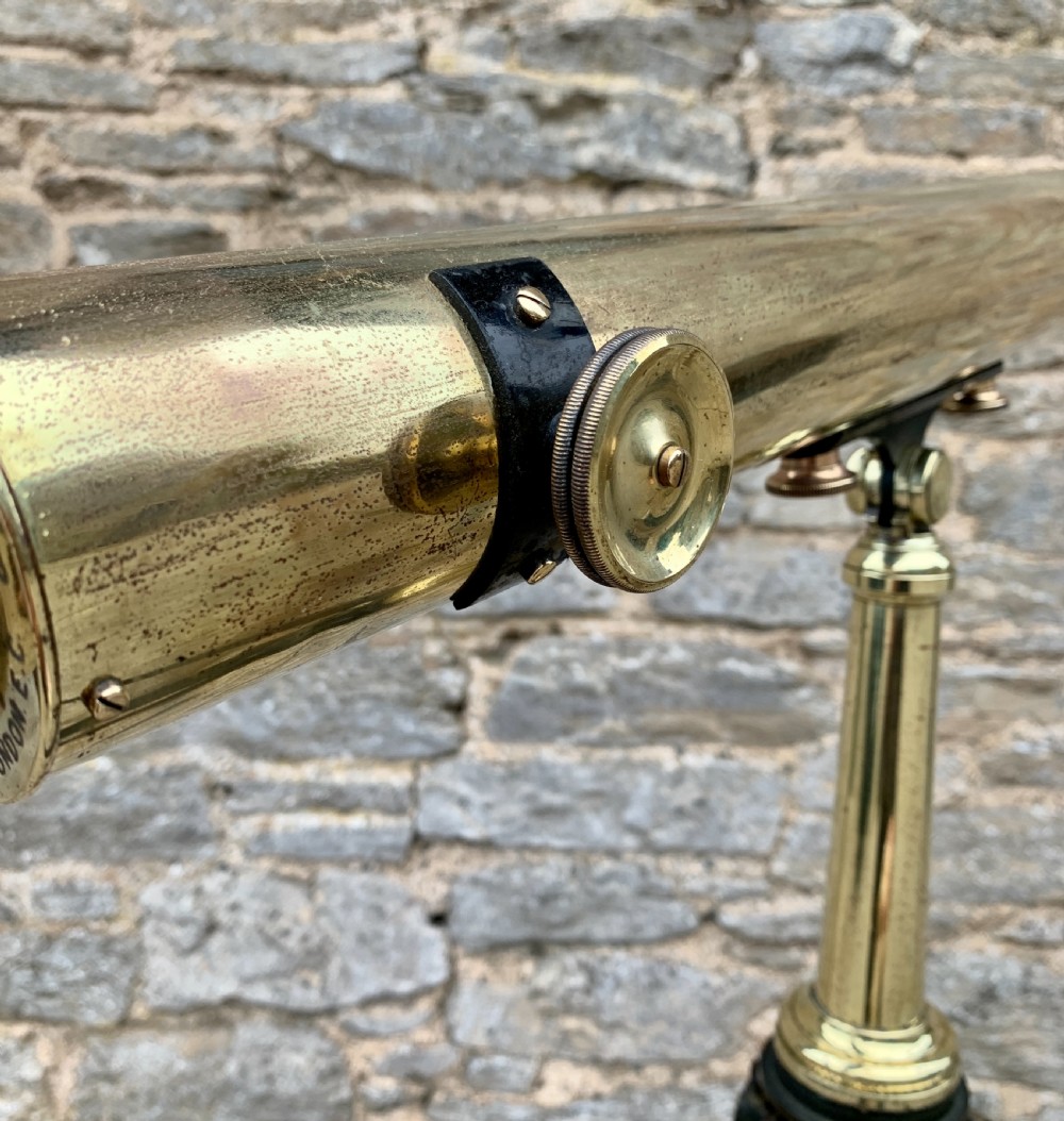 Antique Broadhurst Clarkson & Co Brass Telescope on Tripod View XIV