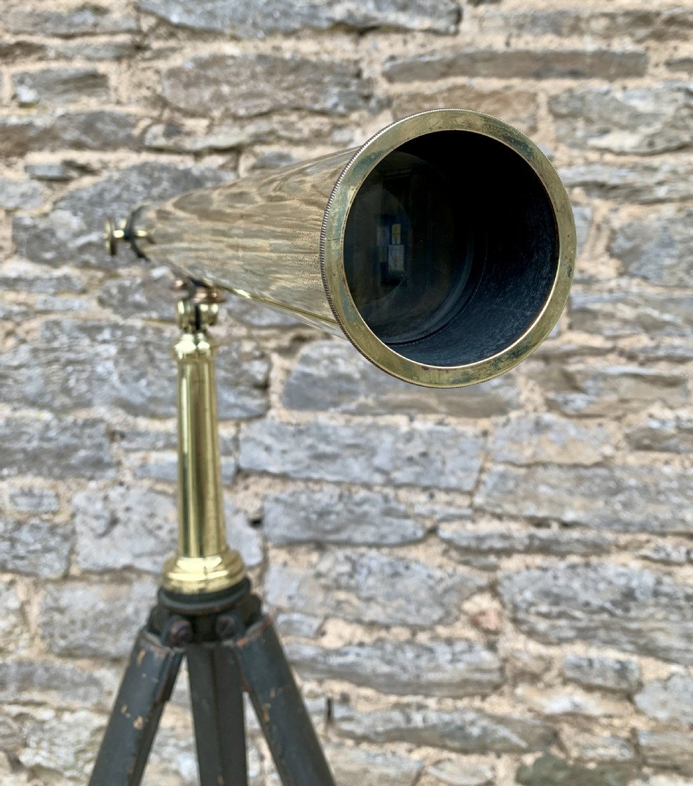 Antique Broadhurst Clarkson & Co Brass Telescope on Tripod View XV