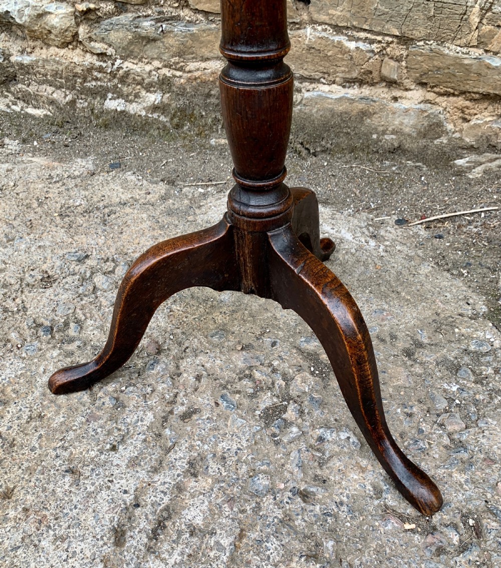 Antique Georgian Oak Candle Table View VI