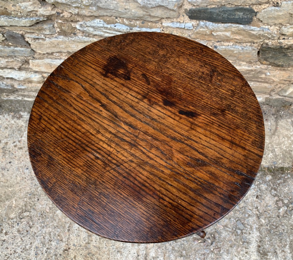 Antique Georgian Oak Candle Table View IX