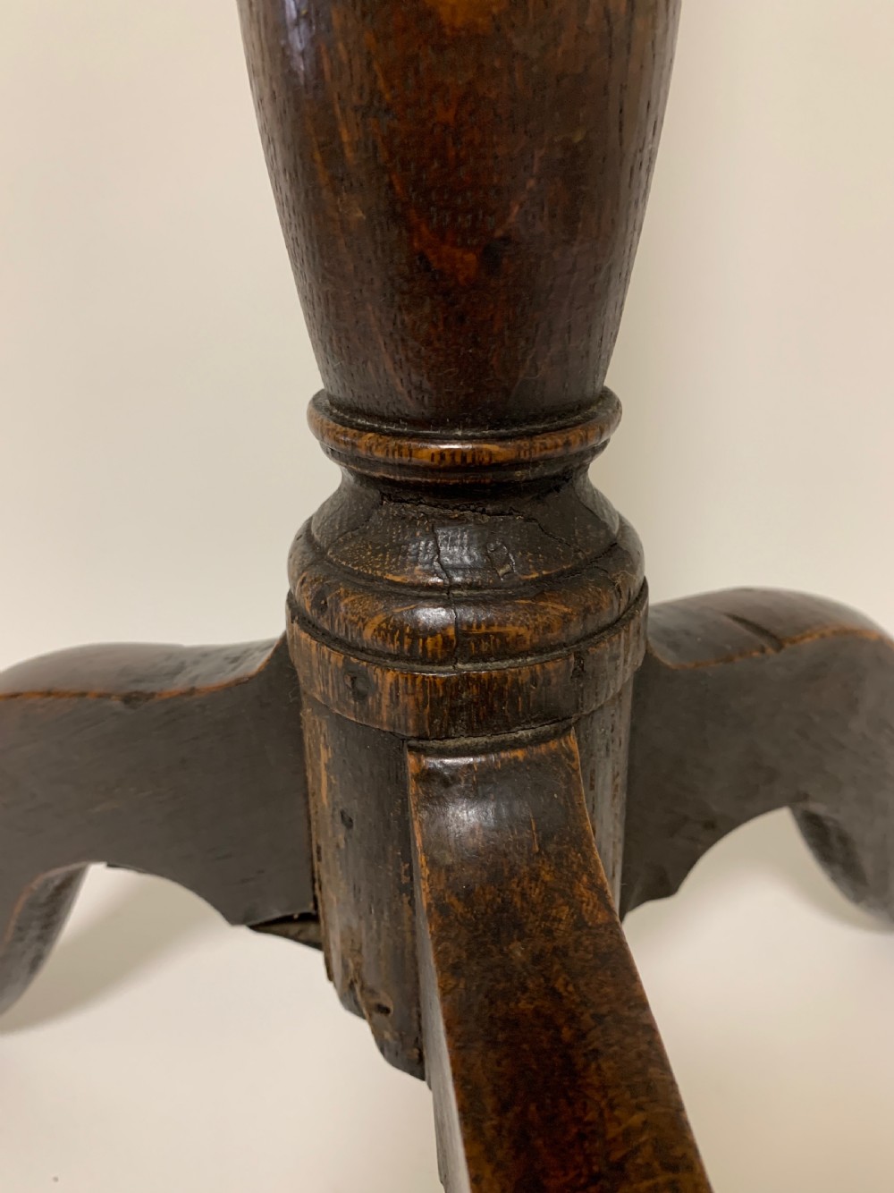 Antique Georgian Oak Candle Table View XI