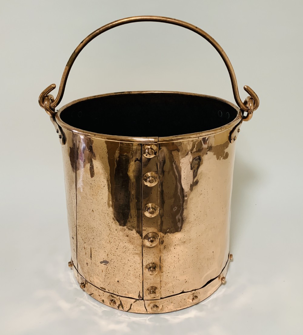 Antique Riveted Copper Bucket