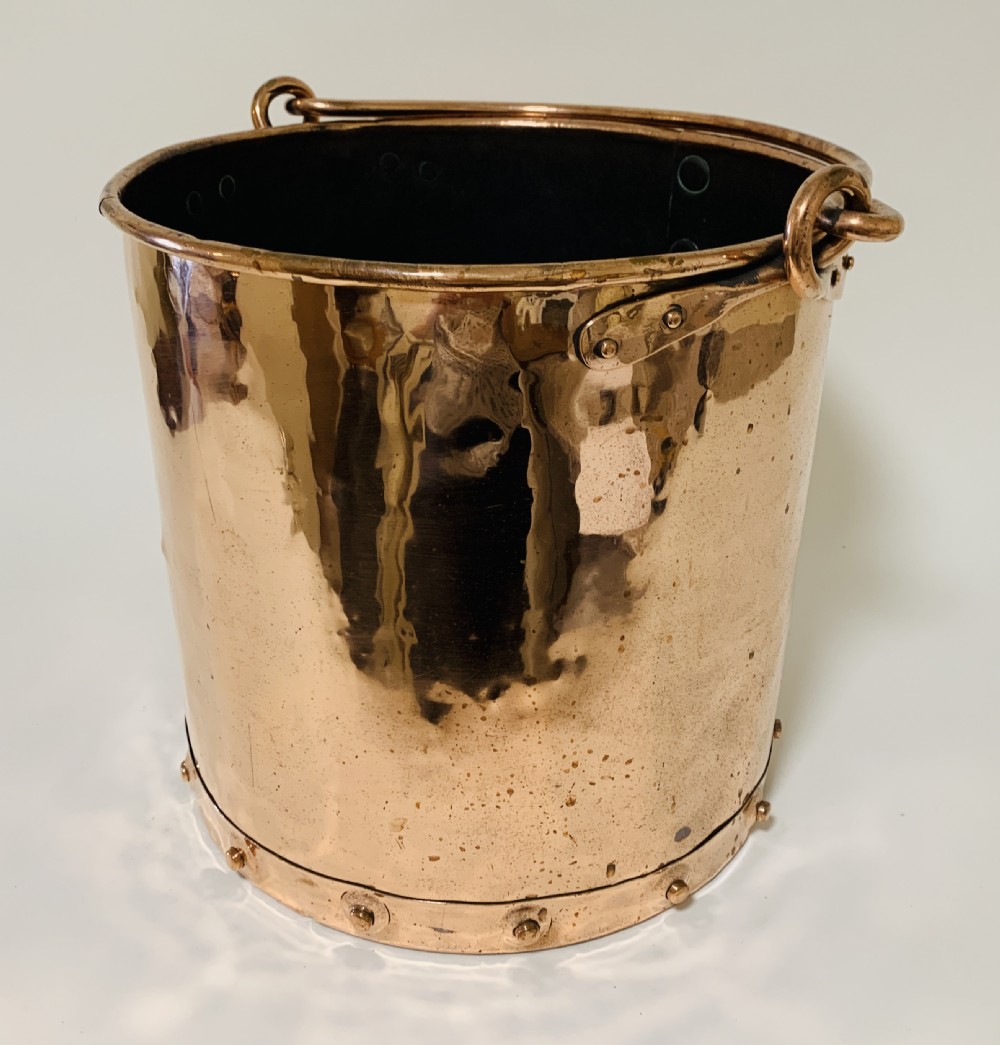 Antique Riveted Copper Bucket View IV