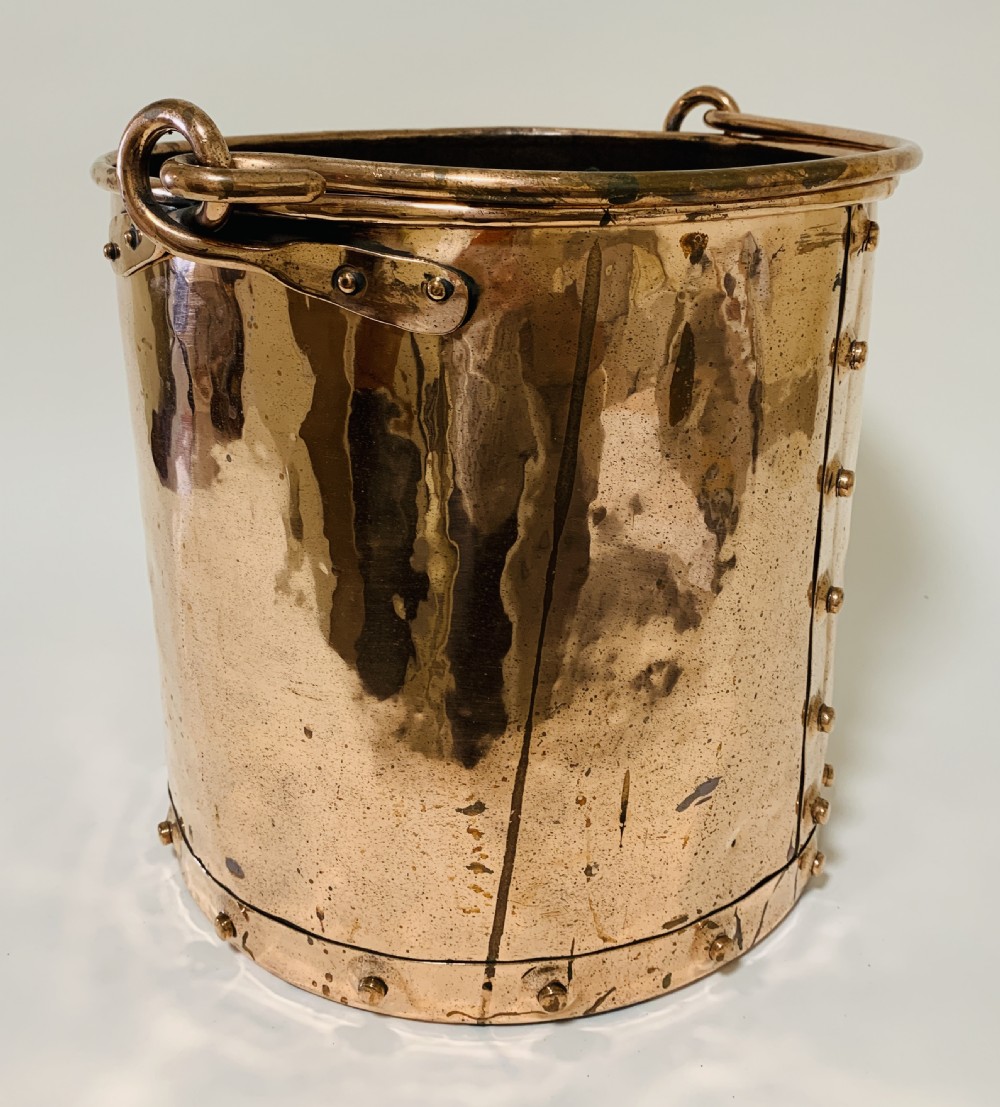 Antique Riveted Copper Bucket View V