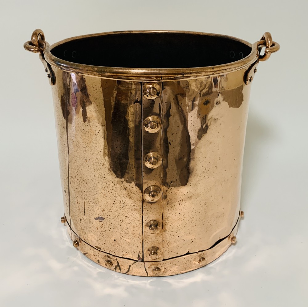 Antique Riveted Copper Bucket View VI