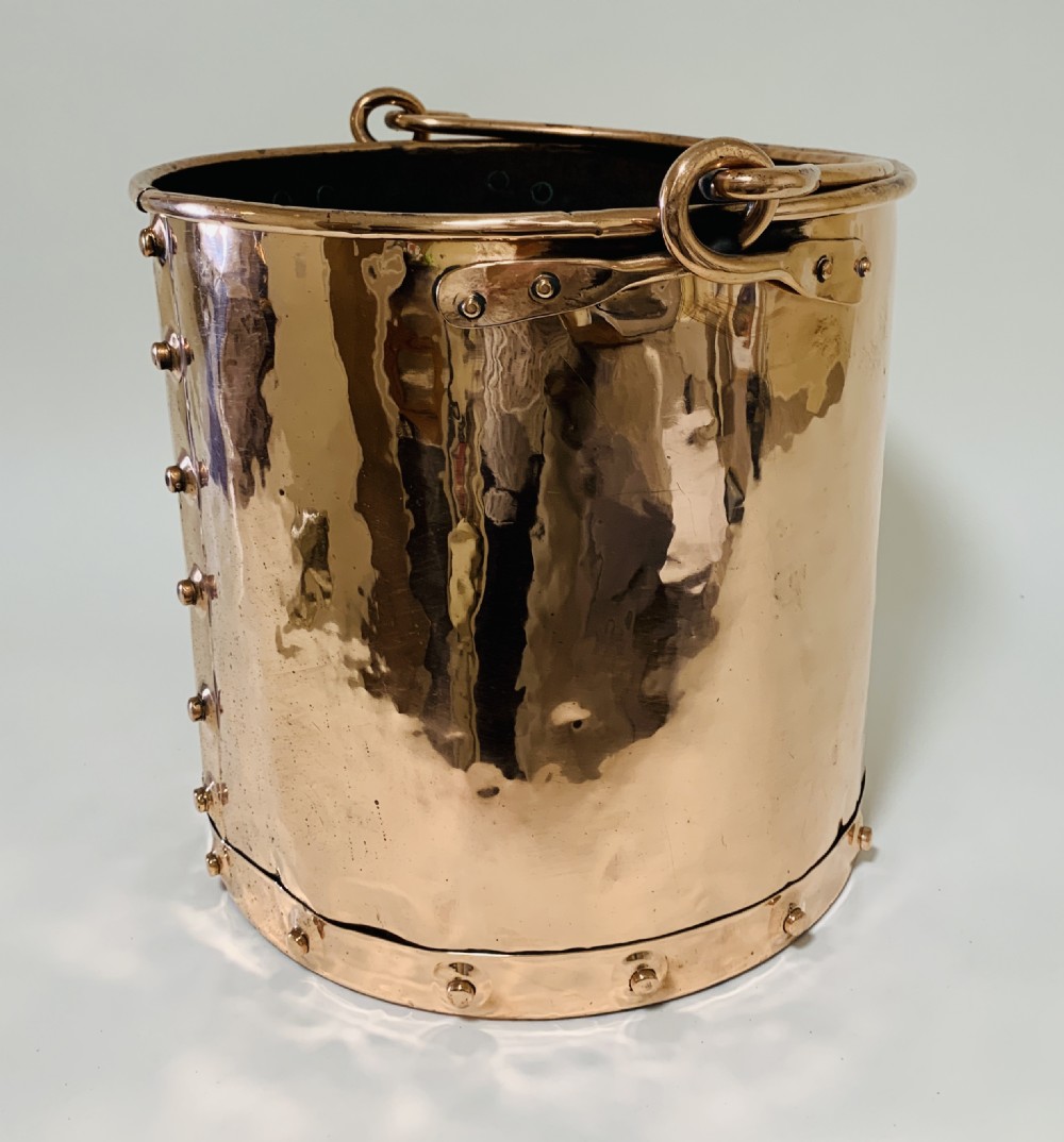 Antique Riveted Copper Bucket View X