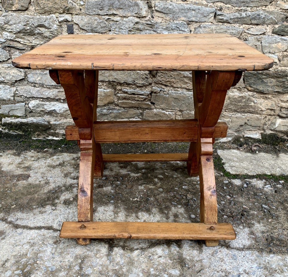 Antique Swedish Pine X-Frame Trestle Table View IV