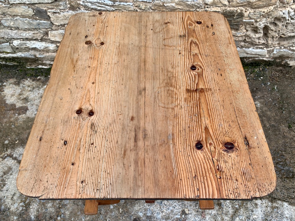 Antique Swedish Pine X-Frame Trestle Table View XI