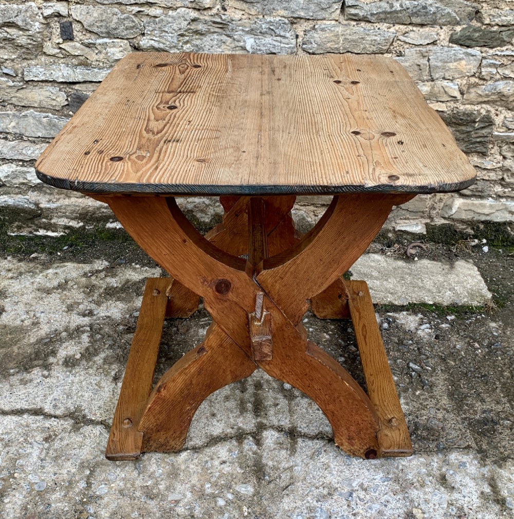 Antique Swedish Pine X-Frame Trestle Table View XVI